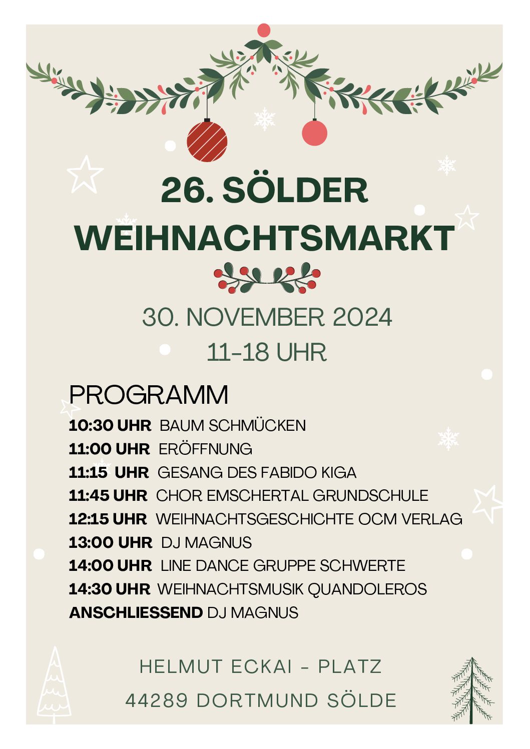 Weihnachtsmarkt der Sölder Vereine am Samstag 30.11.2025